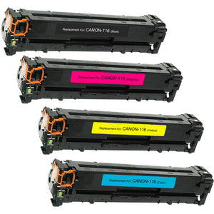 Value Set of 4 Canon 116 Toners: Black / Cyan / Magenta / Yellow (Compatible Toner Cartridges)