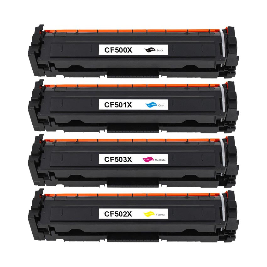 Value Set of 4 Hewlett Packard CF500X Toners: Black / Cyan / Magenta / Yellow (Compatible Toner Cartridges)