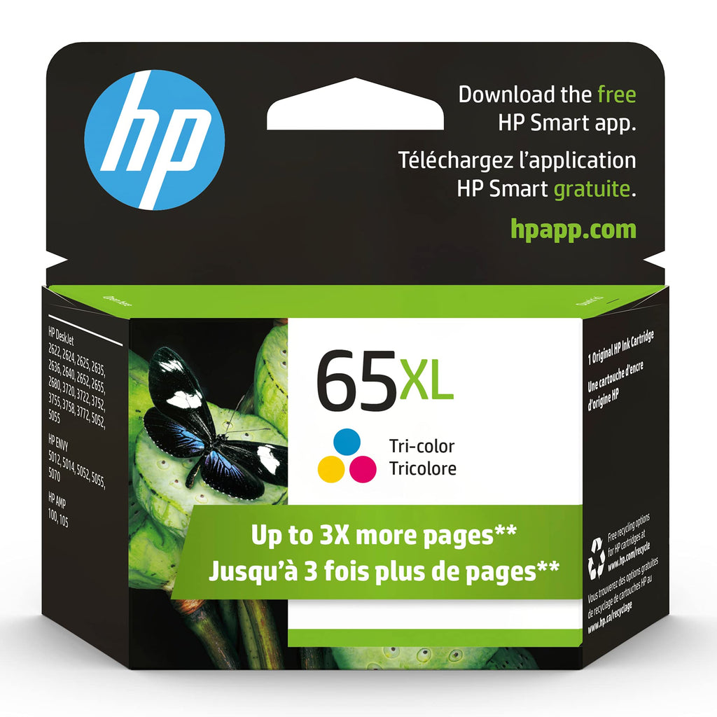 Hewlett Packard 65XL Tricolor High Yield Inkjet Cartridge (N9K03AN) (Genuine)