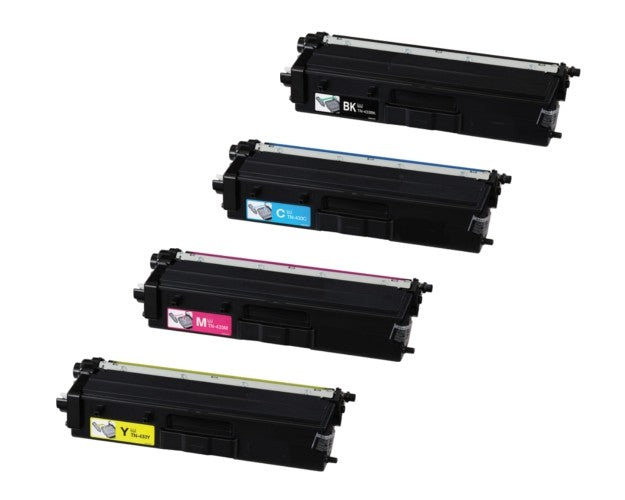 Value Set of 4 Brother TN-433 High Yield Toners: Black / Cyan / Magenta / Yellow (Compatible Toner Cartridges)